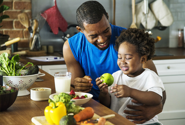 Child eating salad