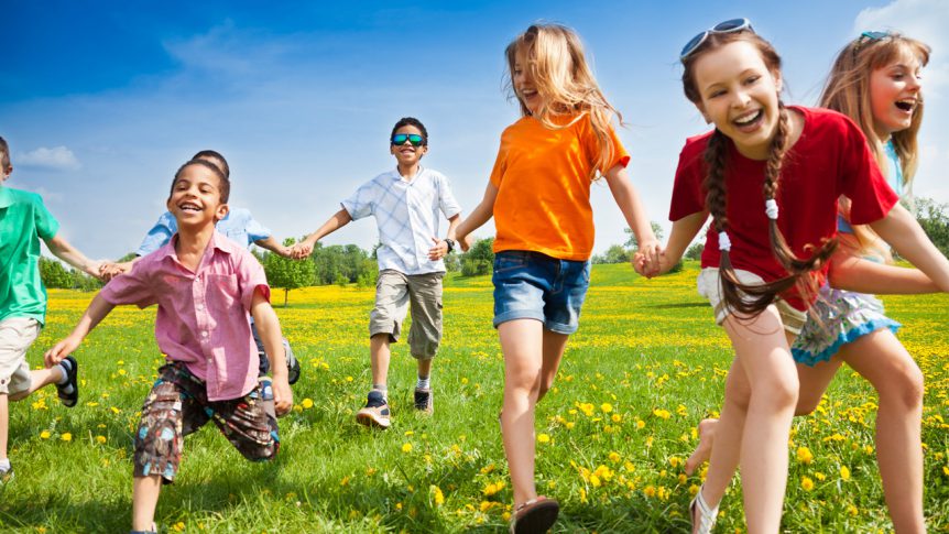 Kids Playing Outside During Summer