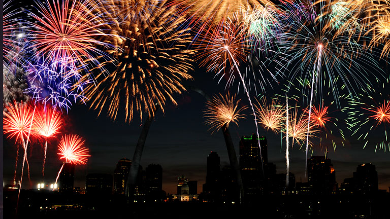 Fireworks over St. Louis, MO.